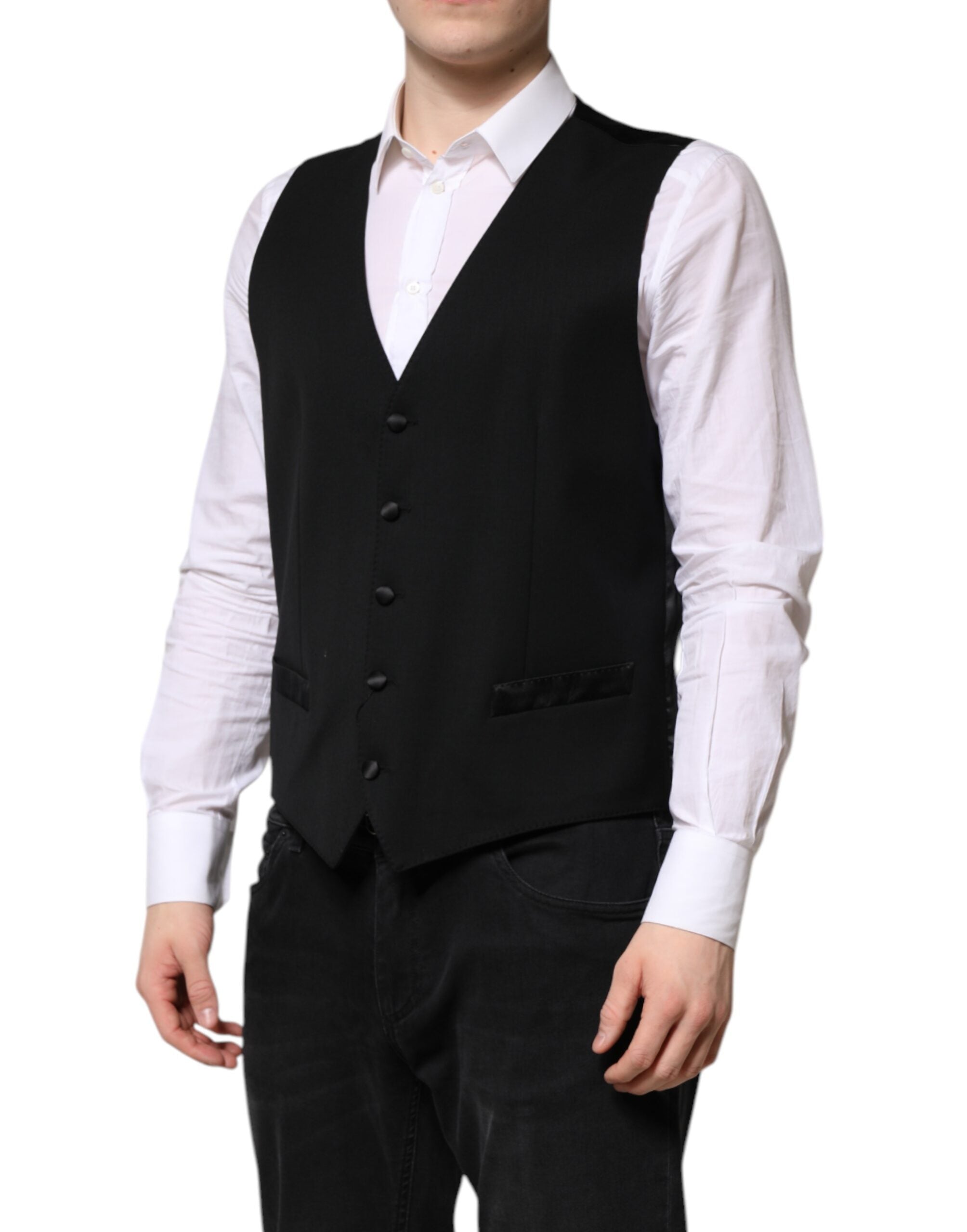 Dolce &amp; Gabbana Schwarze Wollweste für formelle Anlässe