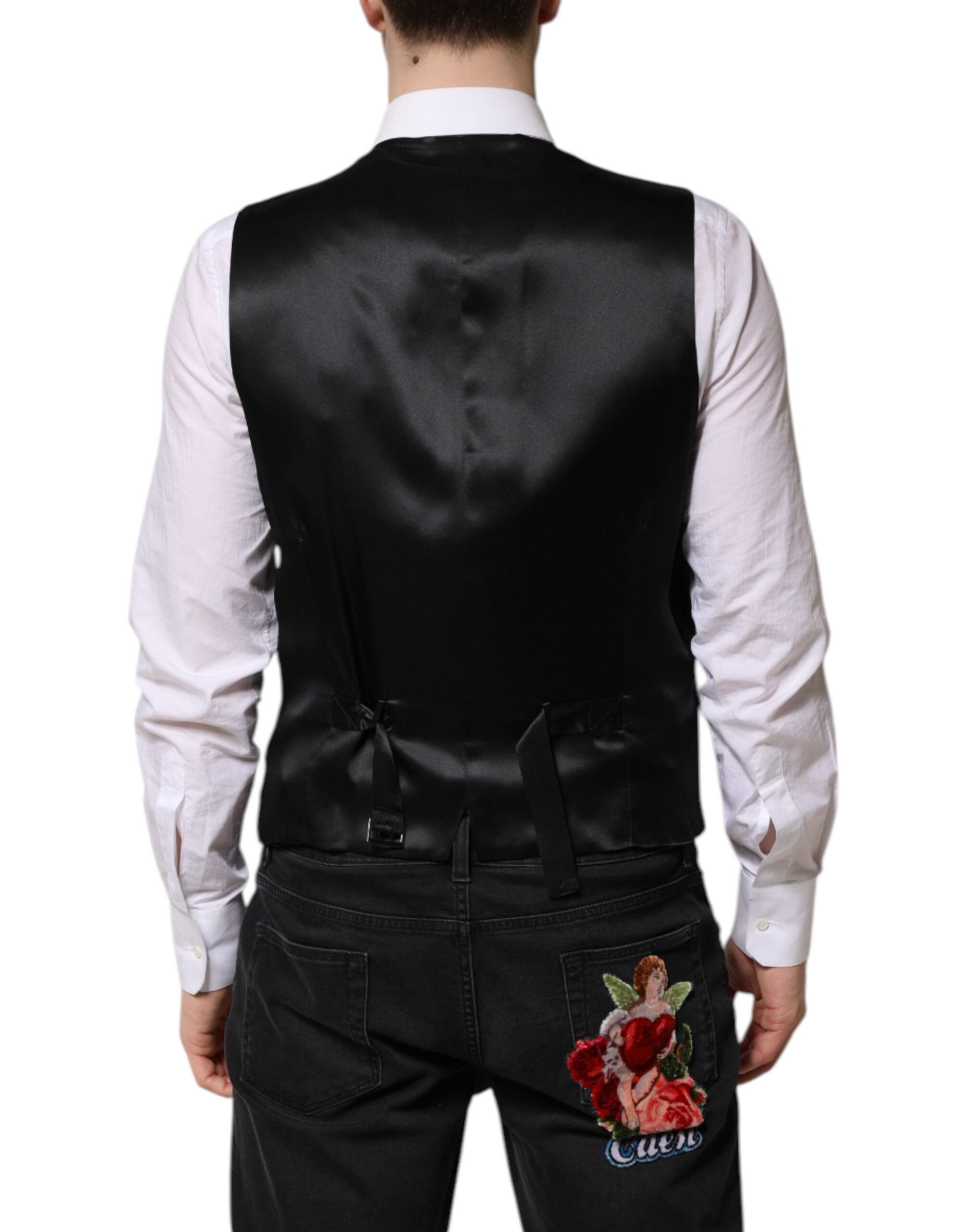Dolce &amp; Gabbana Schwarze Wollweste für formelle Anlässe