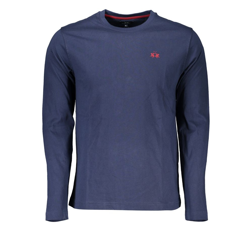 La Martina – Regal – Blaues T-Shirt mit Rundhalsausschnitt und Stickerei