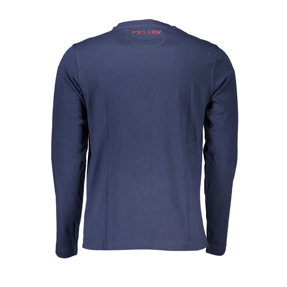 La Martina – Regal – Blaues T-Shirt mit Rundhalsausschnitt und Stickerei