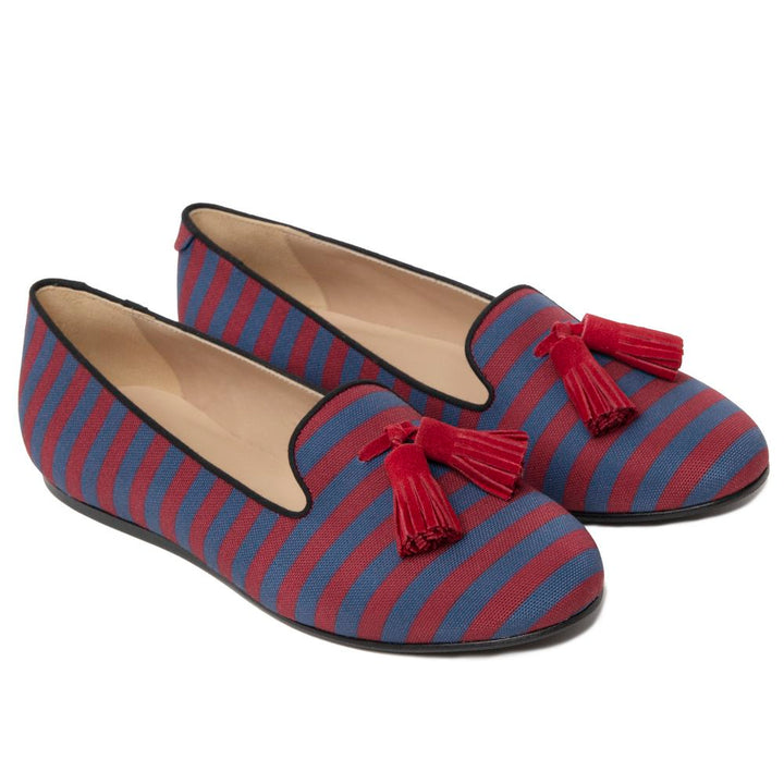Charles Philip Red Cotton Flat Shoe