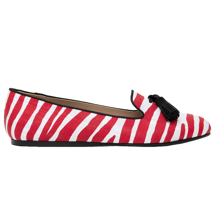 Charles Philip Red Cotton Flat Shoe