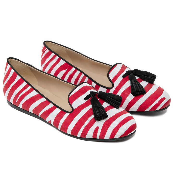 Charles Philip Red Cotton Flat Shoe