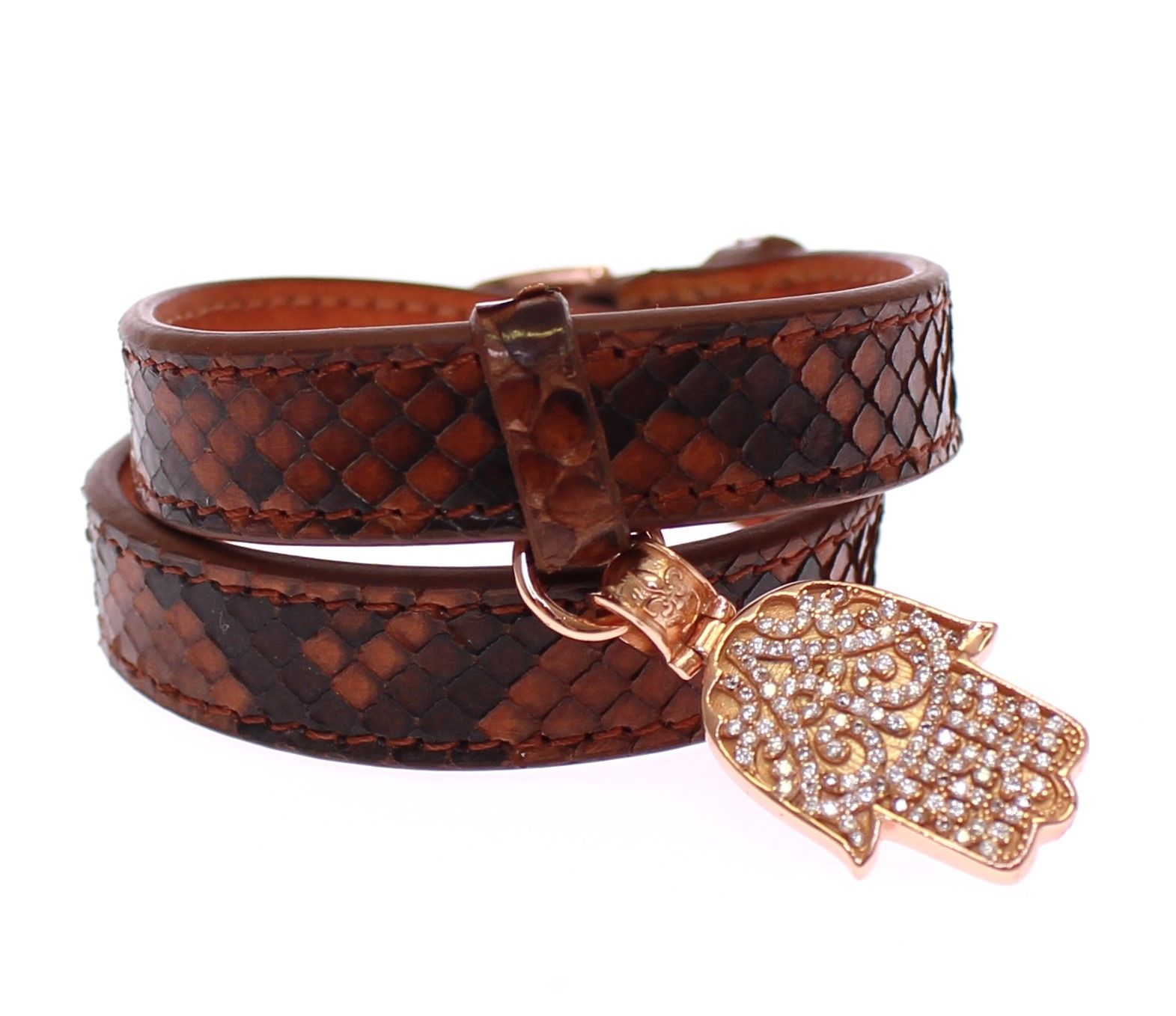 Nialaya Schickes Manschettenarmband aus Schlangenleder und Gold