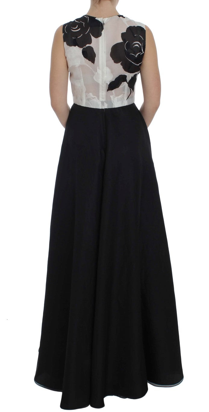 Dolce &amp; Gabbana Elegantes, langes Seidenkleid mit Blumenmuster
