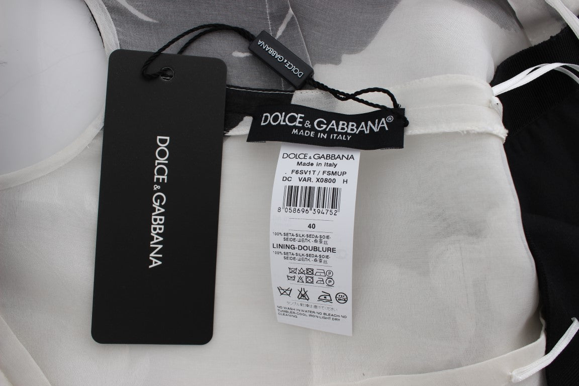 Dolce &amp; Gabbana Elegantes, langes Seidenkleid mit Blumenmuster