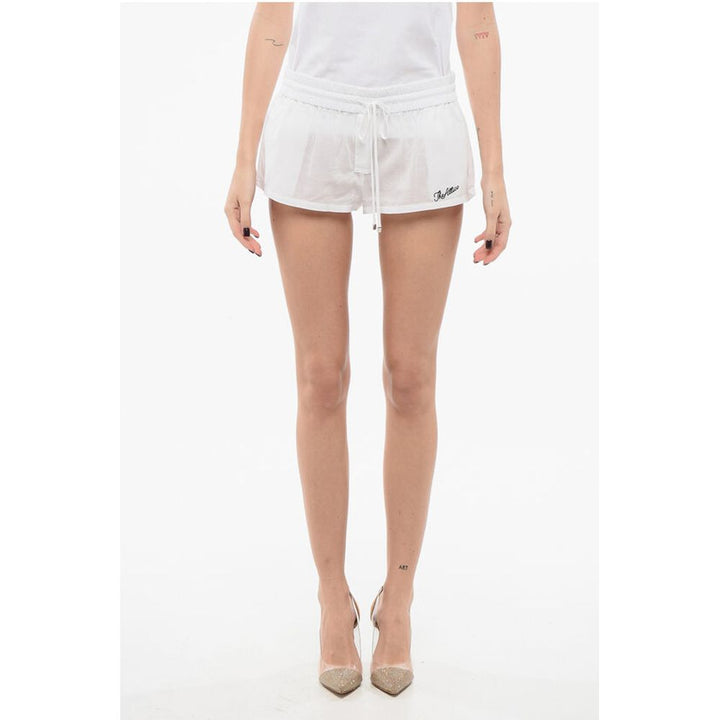 The Attico Lightweight Cotton Shorts with Contrasting Logo