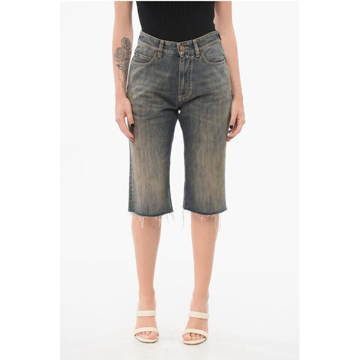 Balenciaga Vintage Washed Denim Shorts with Raw-cut Hem