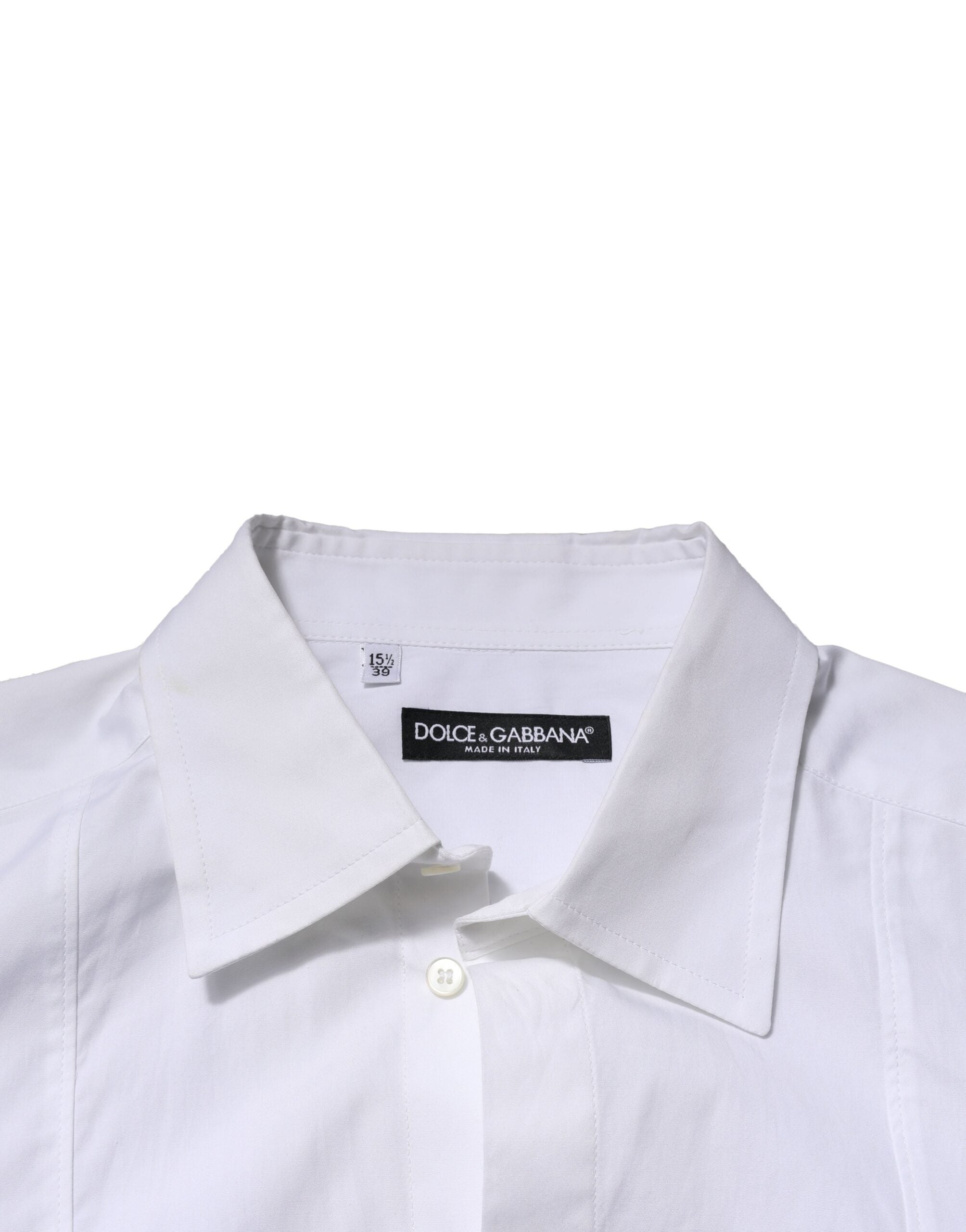Dolce &amp; Gabbana Weißes formelles Herrenhemd aus Popeline-Baumwolle