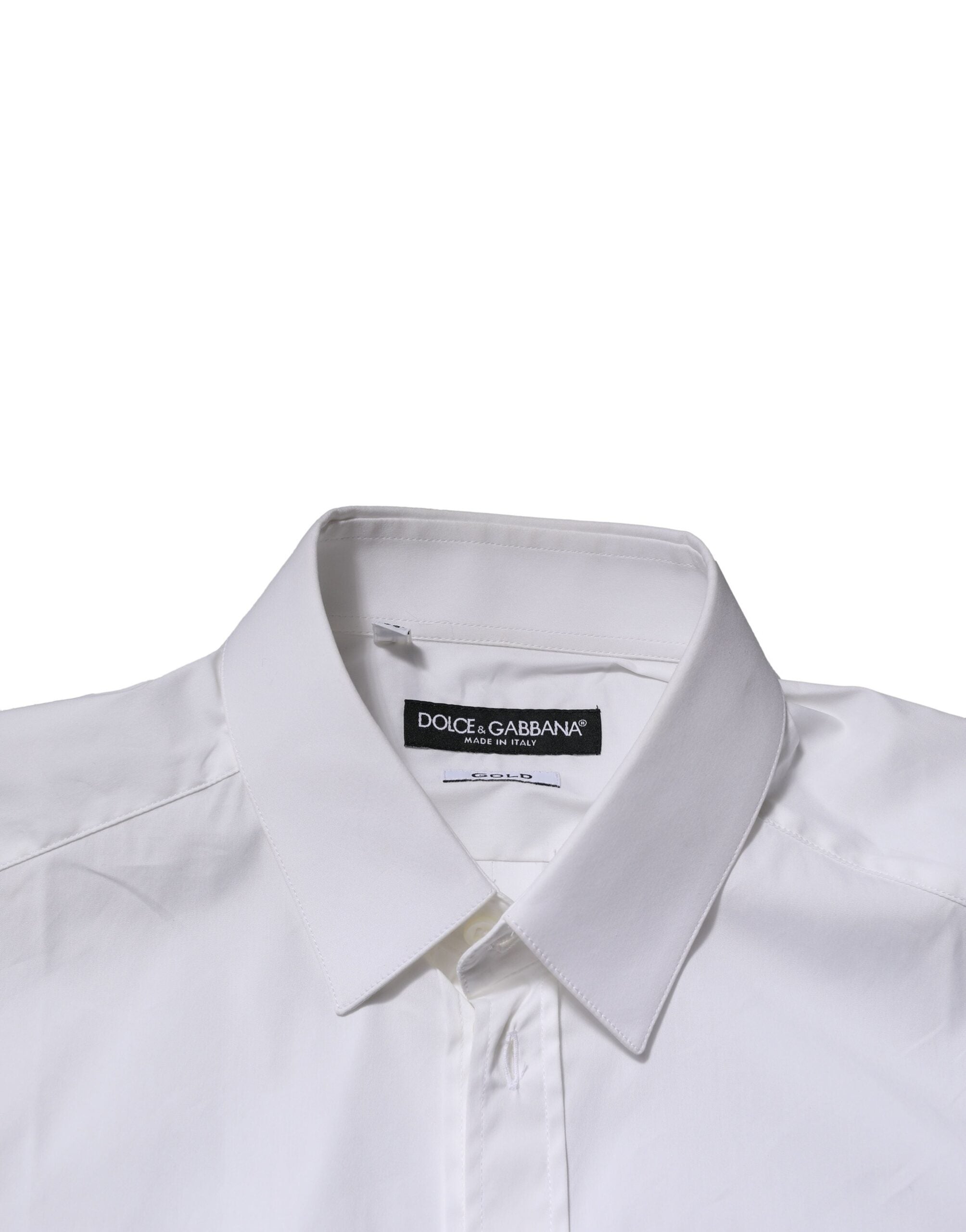 Dolce &amp; Gabbana Weißes GOLD Baumwolle Herren Formelles Hemd