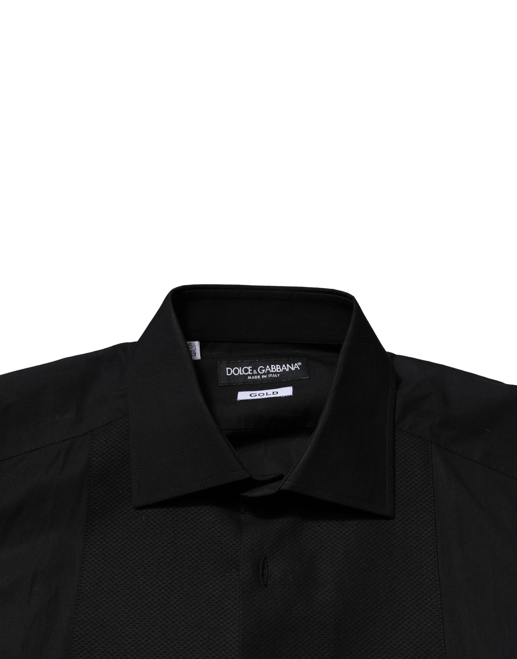 Dolce &amp; Gabbana Schwarzes GOLD Langarm-Formelles Hemd