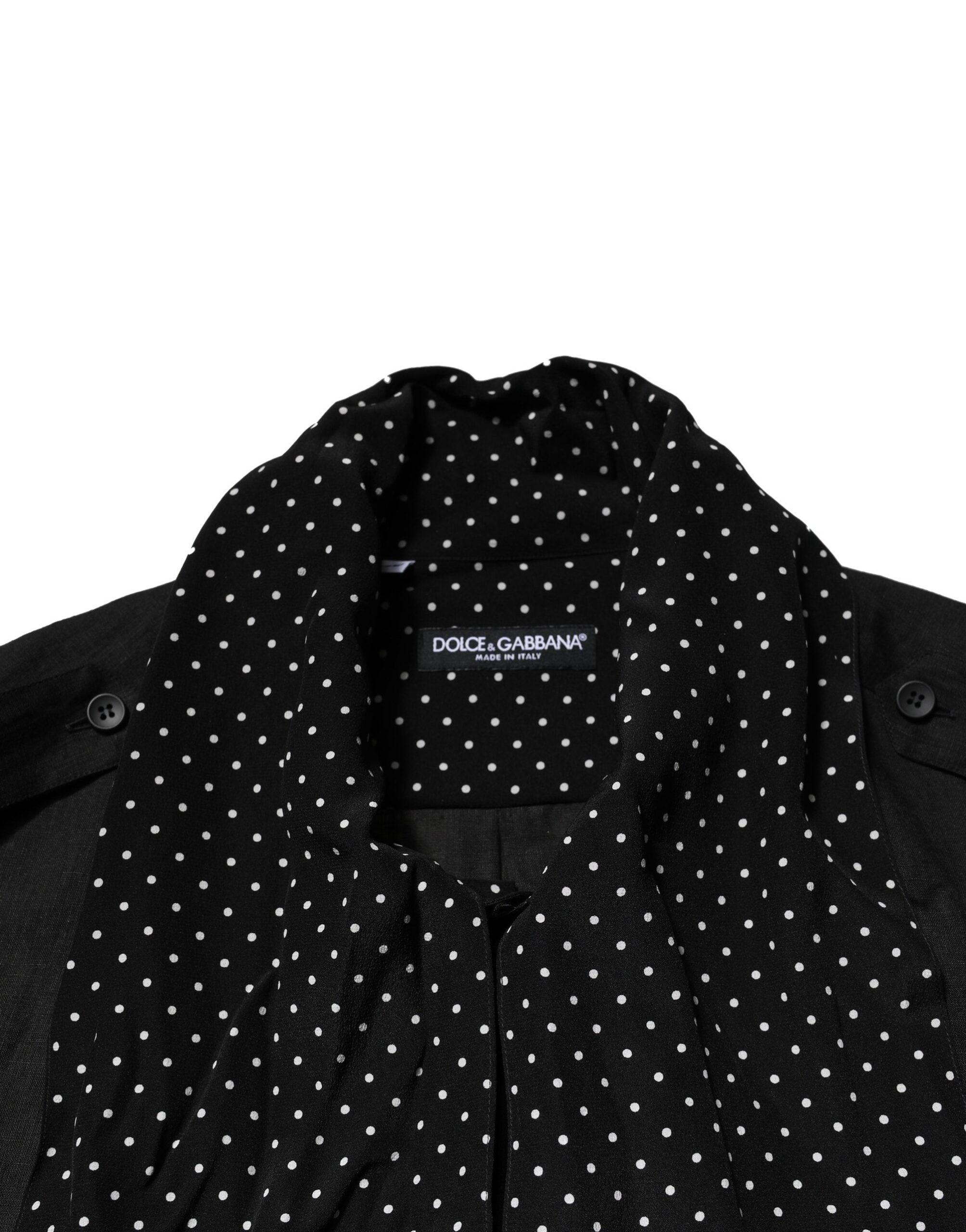 Dolce &amp; Gabbana – Schwarzes Freizeithemd mit gepunktetem Kragen und Krawatte