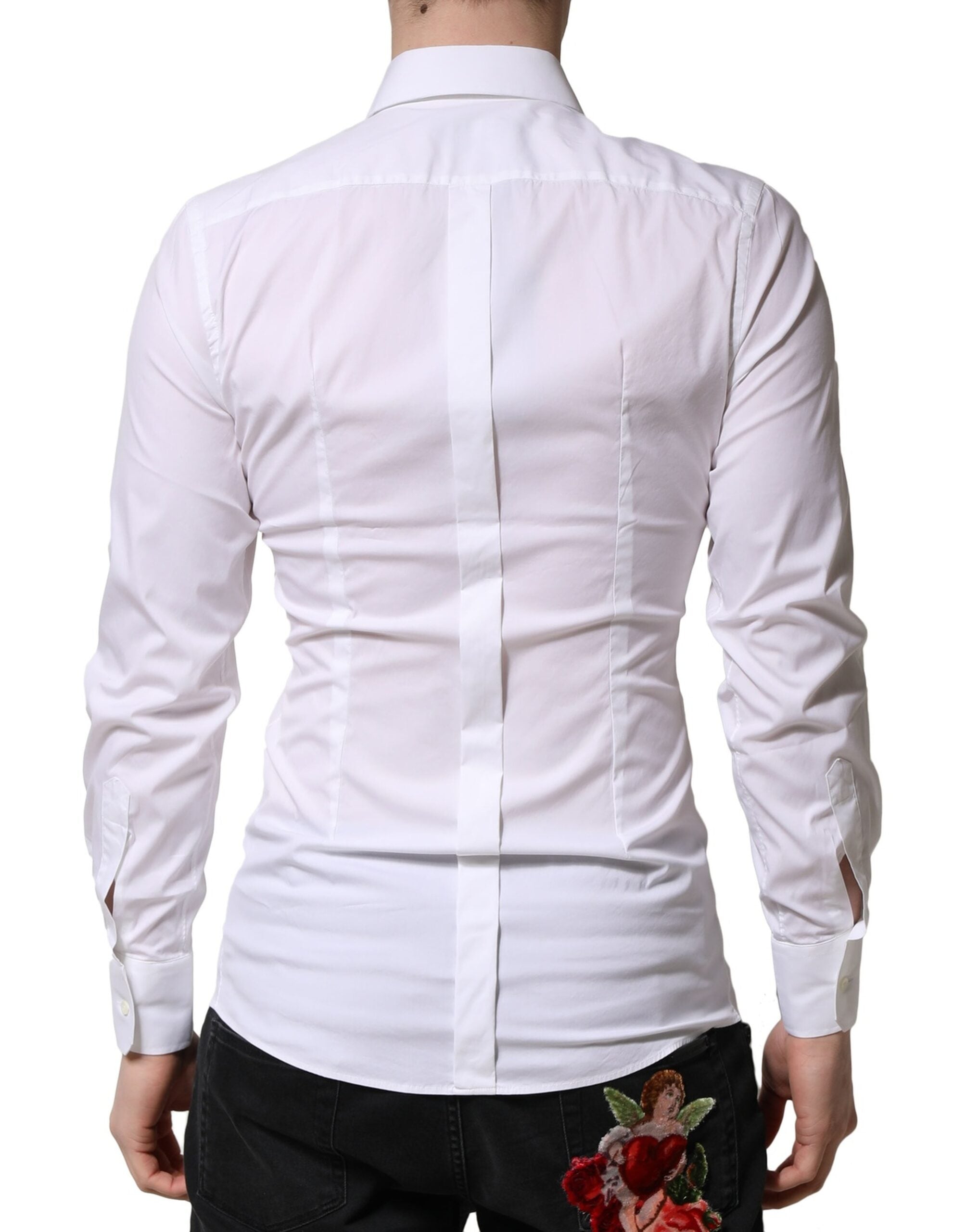 Dolce &amp; Gabbana Weiß GOLD Langarm Herren Kleid Formelles Hemd