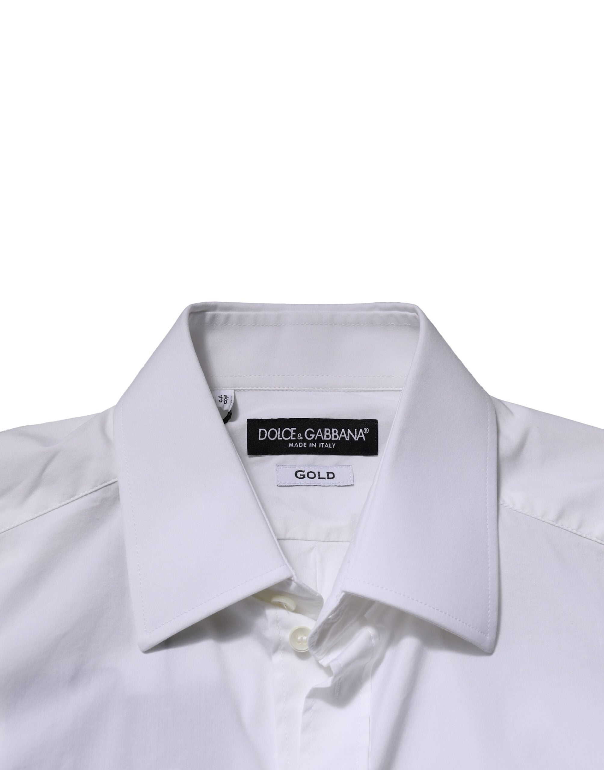 Dolce &amp; Gabbana Weiß GOLD Langarm Herren Kleid Formelles Hemd