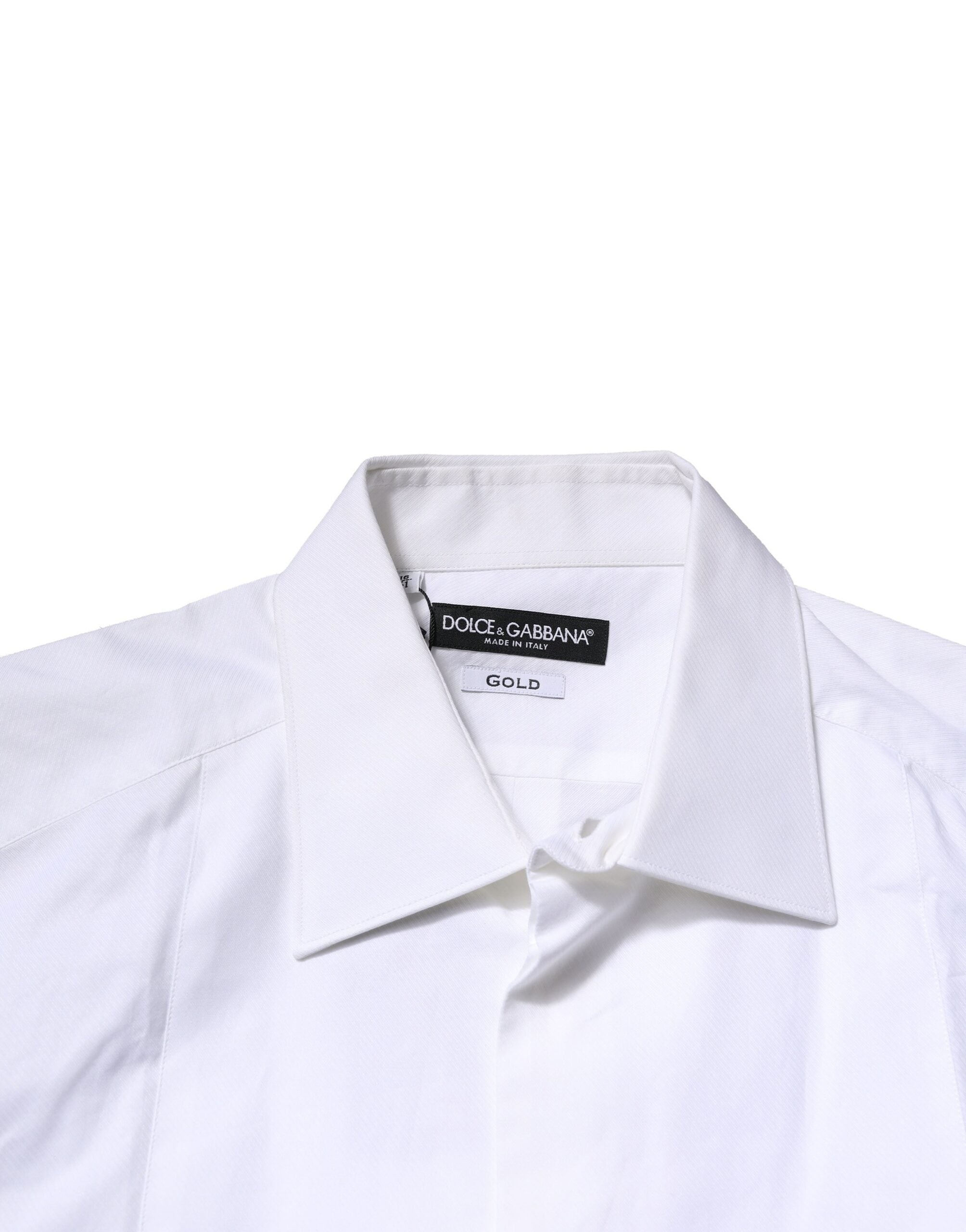 Dolce &amp; Gabbana Weißes Latz-Baumwollpopeline GOLD Herren Formelles Hemd