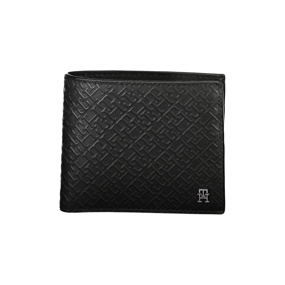 Tommy Hilfiger – Elegante schwarze Lederbrieftasche mit mehreren Fächern
