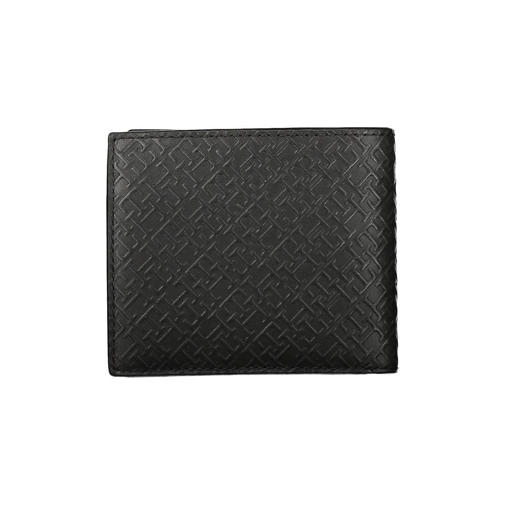 Tommy Hilfiger – Elegante schwarze Lederbrieftasche mit mehreren Fächern
