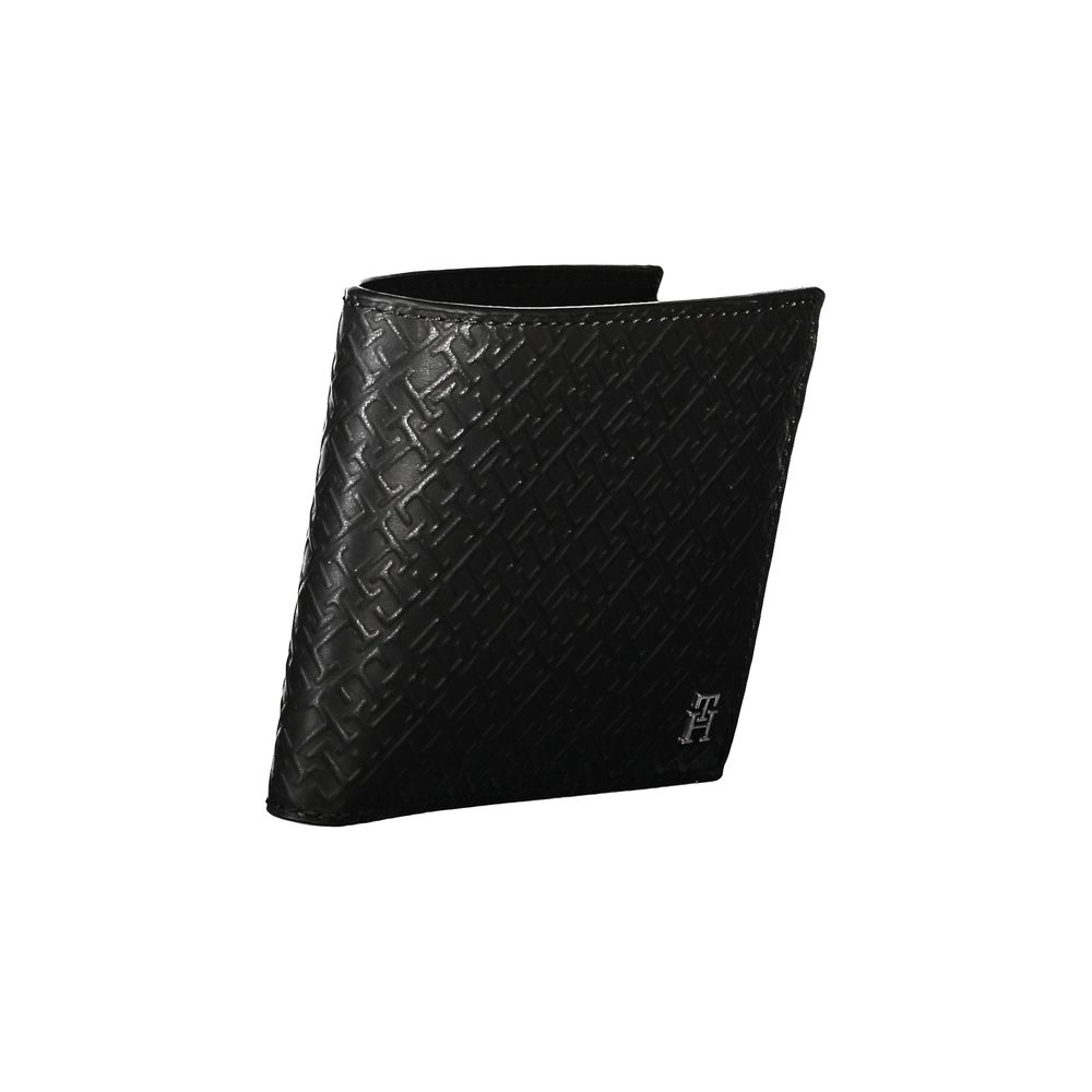 Tommy Hilfiger – Elegante schwarze Lederbrieftasche mit mehreren Fächern