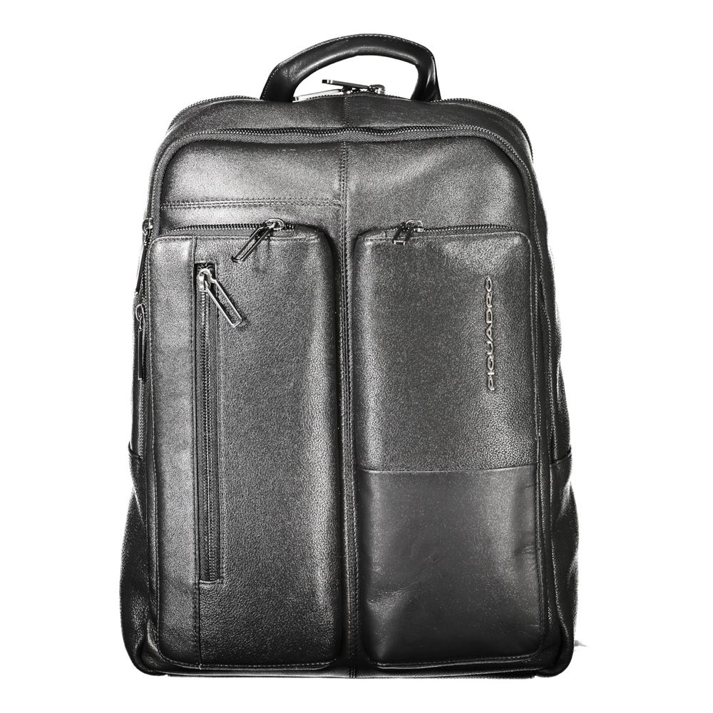 Piquadro Schwarzer Leder Herren Rucksack