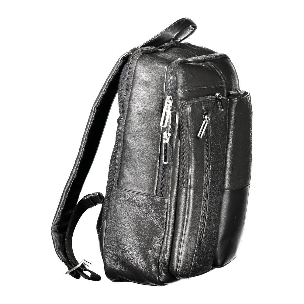 Piquadro Schwarzer Leder Herren Rucksack
