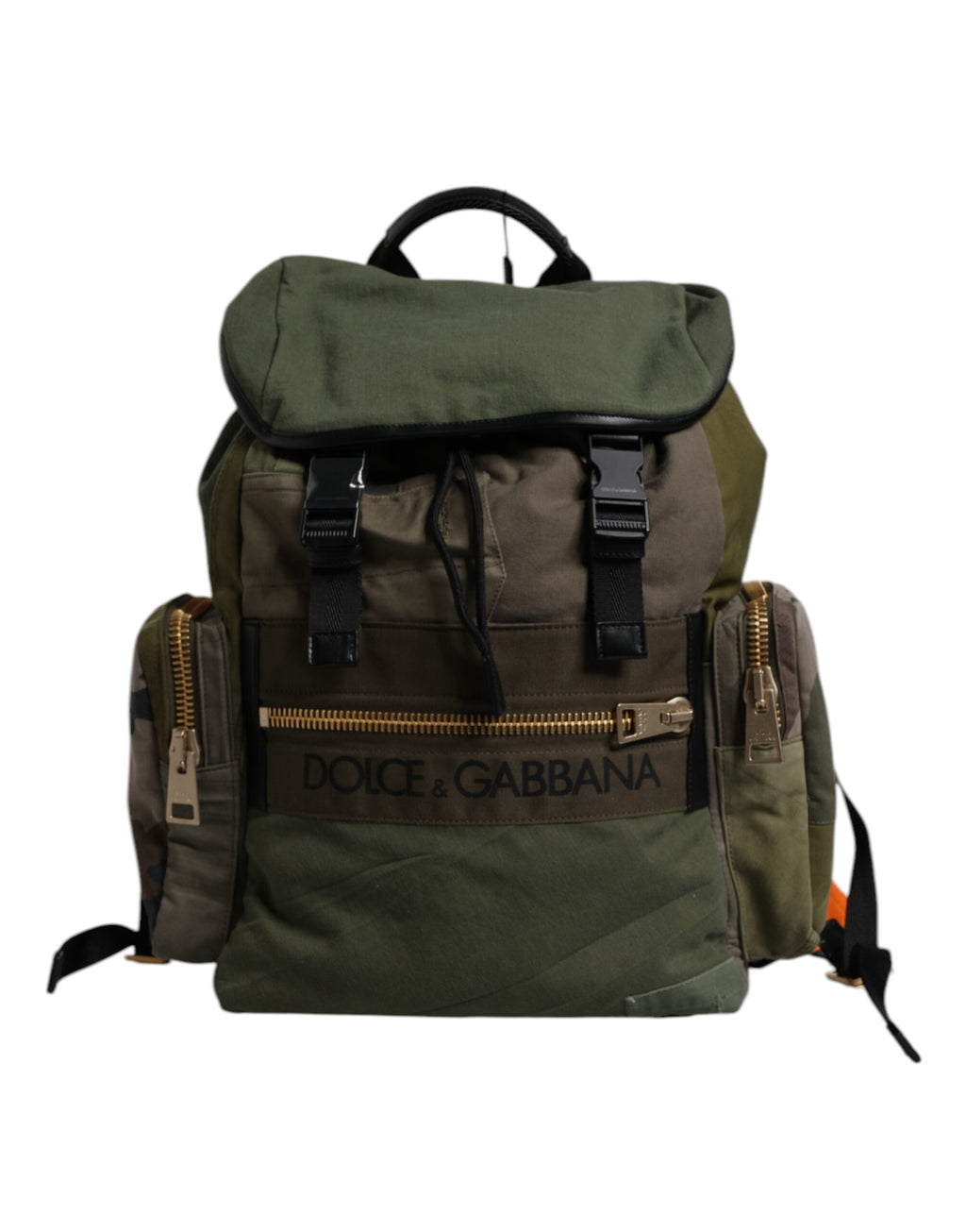 Dolce &amp; Gabbana Grüner Patchwork-Reiserucksack Militärtasche