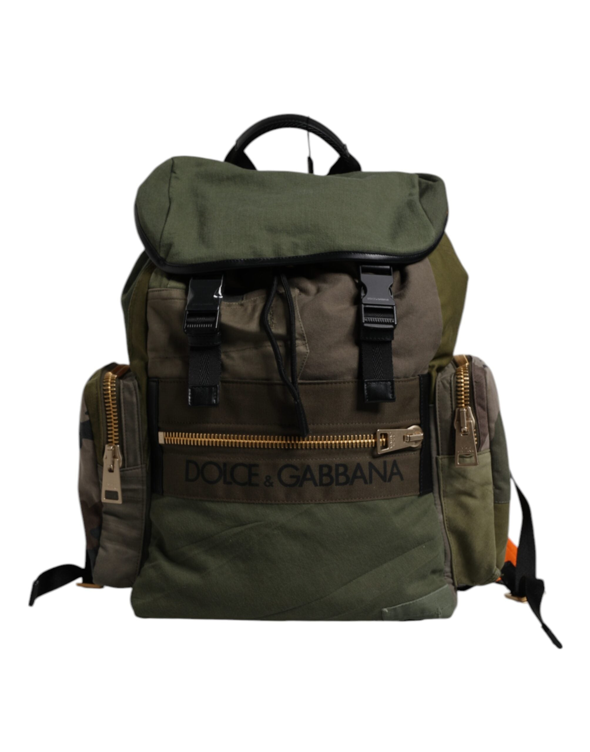 Dolce &amp; Gabbana Grüner Patchwork-Reiserucksack Militärtasche