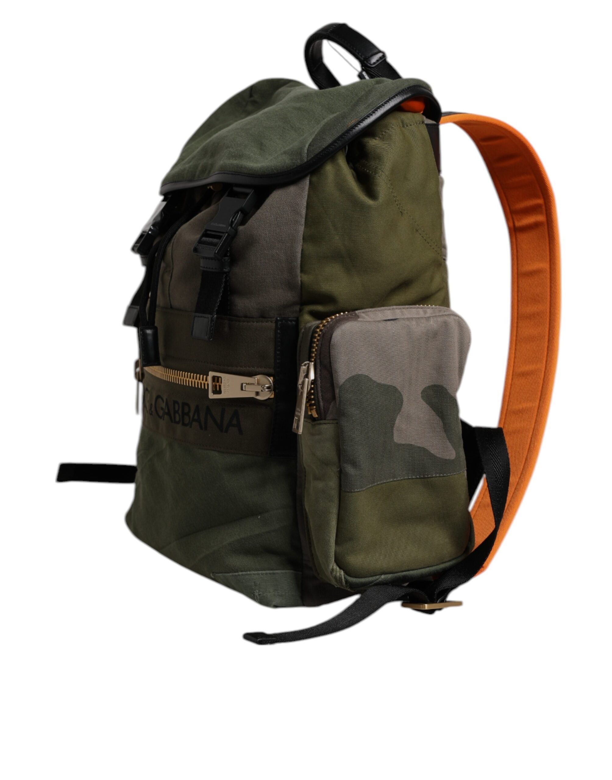 Dolce &amp; Gabbana Grüner Patchwork-Reiserucksack Militärtasche