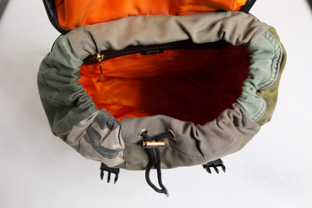 Dolce &amp; Gabbana Grüner Patchwork-Reiserucksack Militärtasche