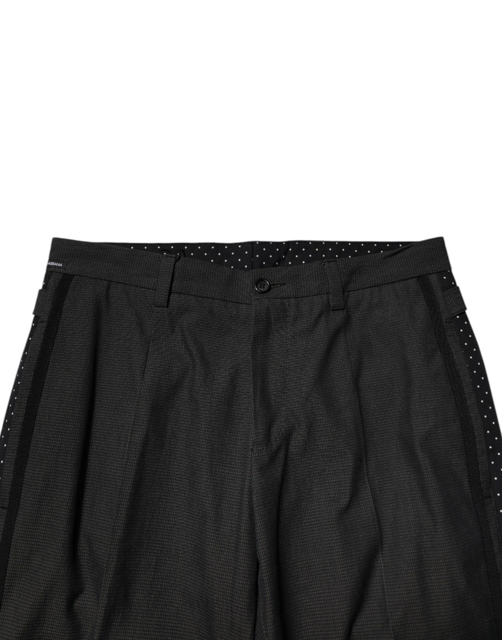 Dolce &amp; Gabbana – Graue, gemusterte Anzughose aus Baumwolle