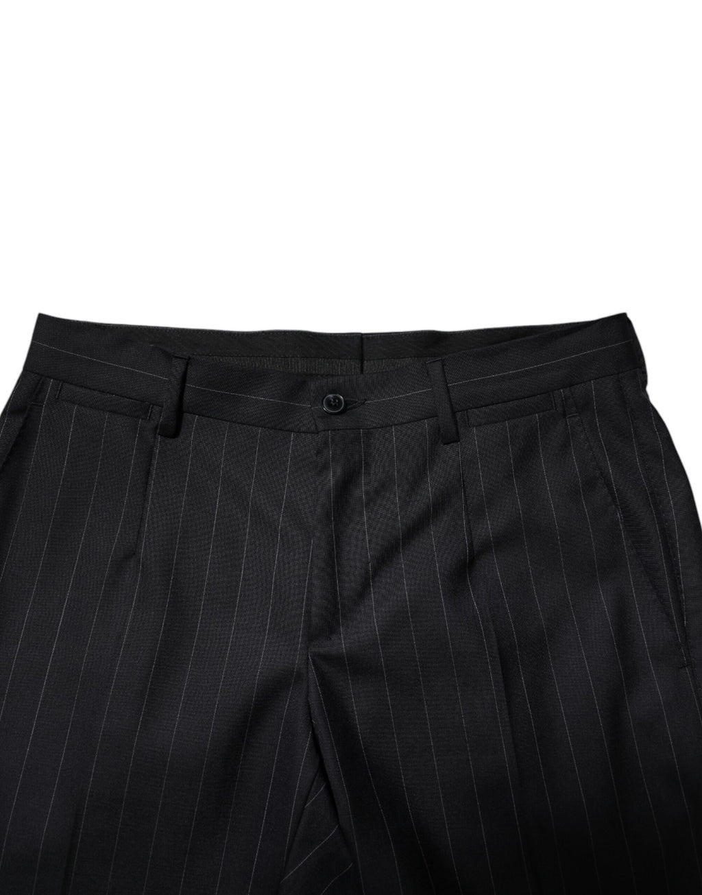 Dolce &amp; Gabbana – Schwarze, gestreifte Anzughose aus Wolle