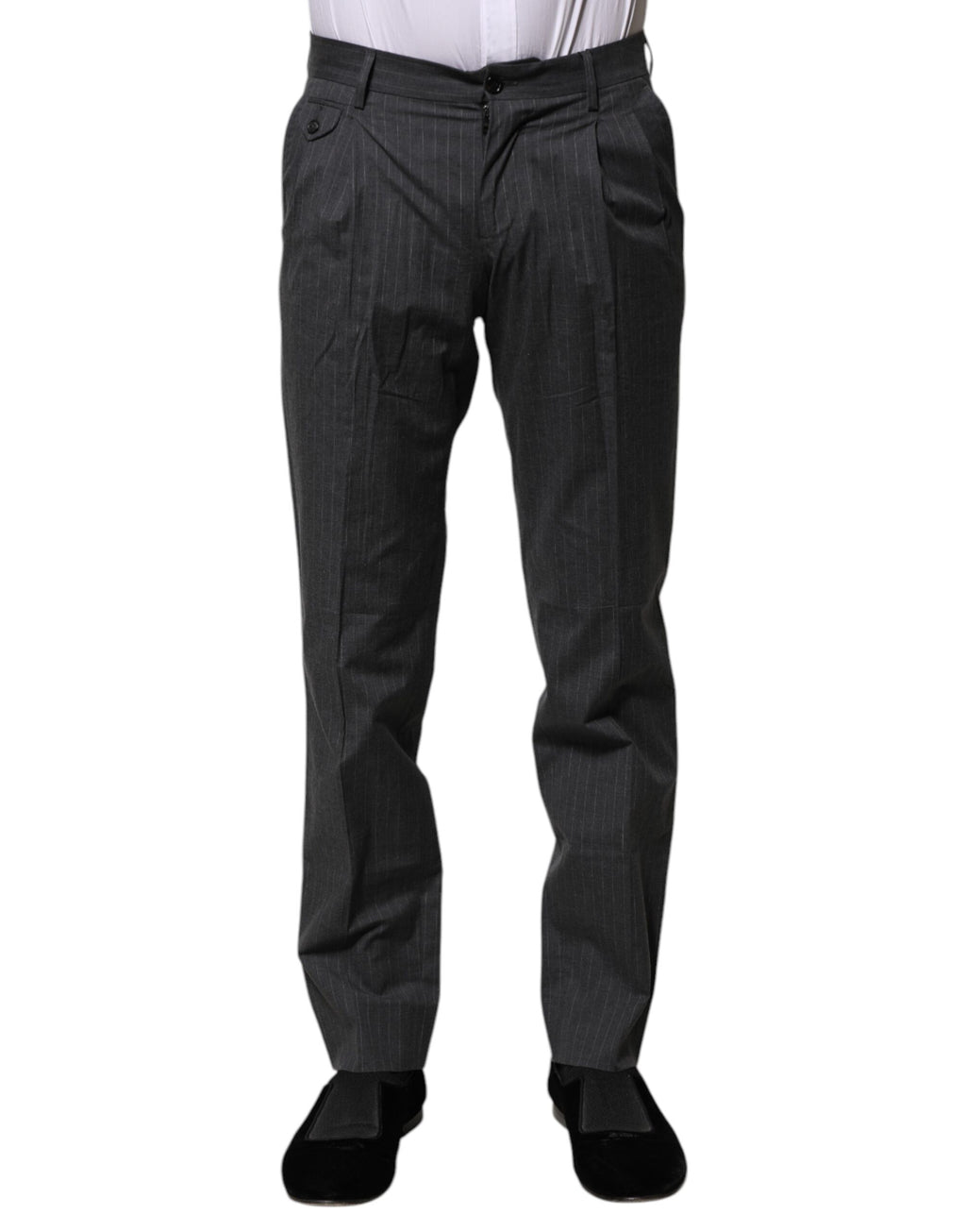 Dolce &amp; Gabbana Grau gestreifte formelle Baumwollhose