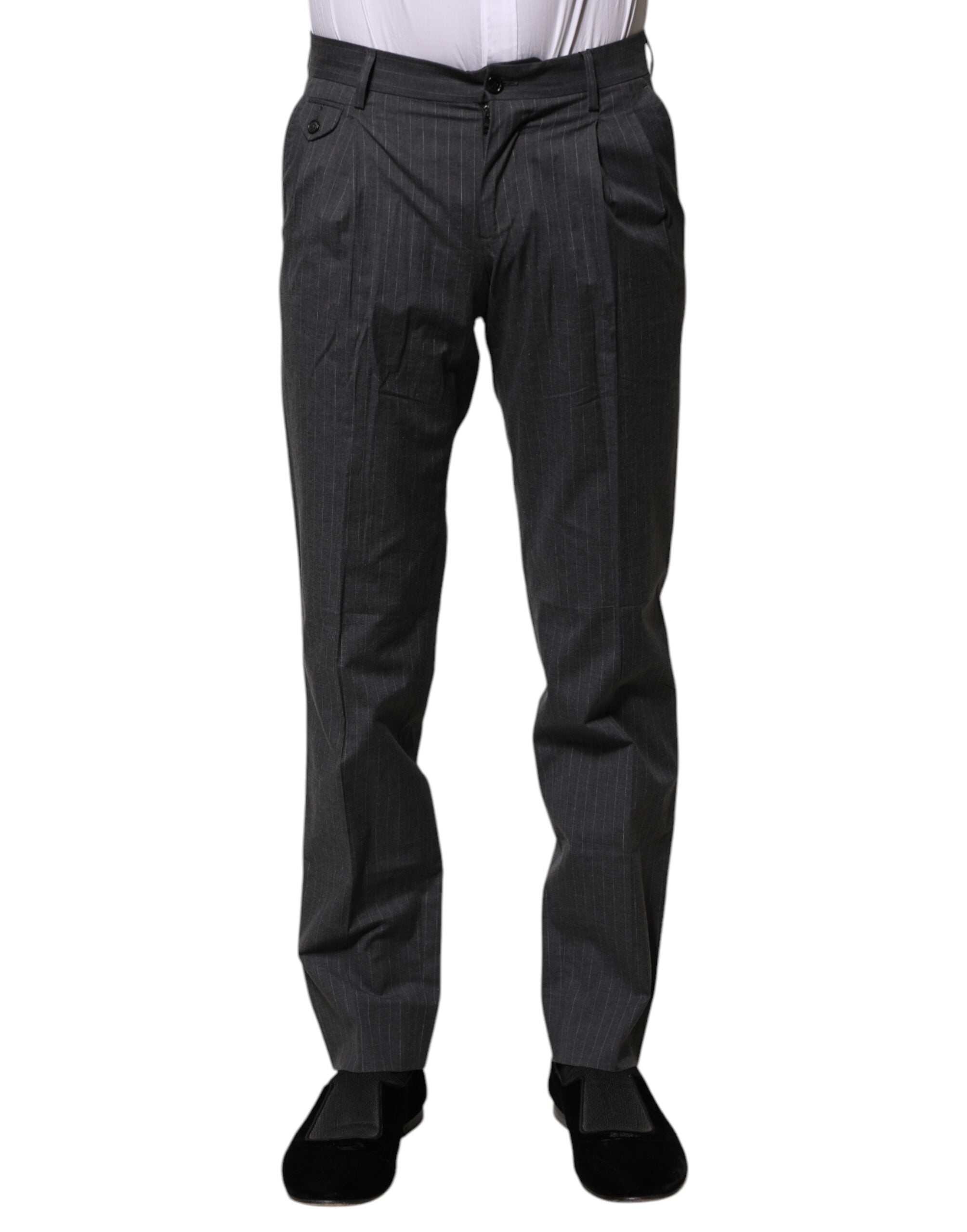 Dolce &amp; Gabbana Grau gestreifte formelle Baumwollhose