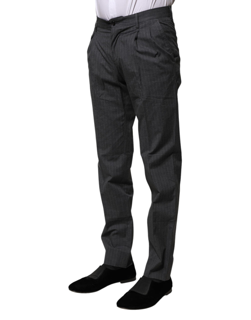 Dolce &amp; Gabbana Grau gestreifte formelle Baumwollhose