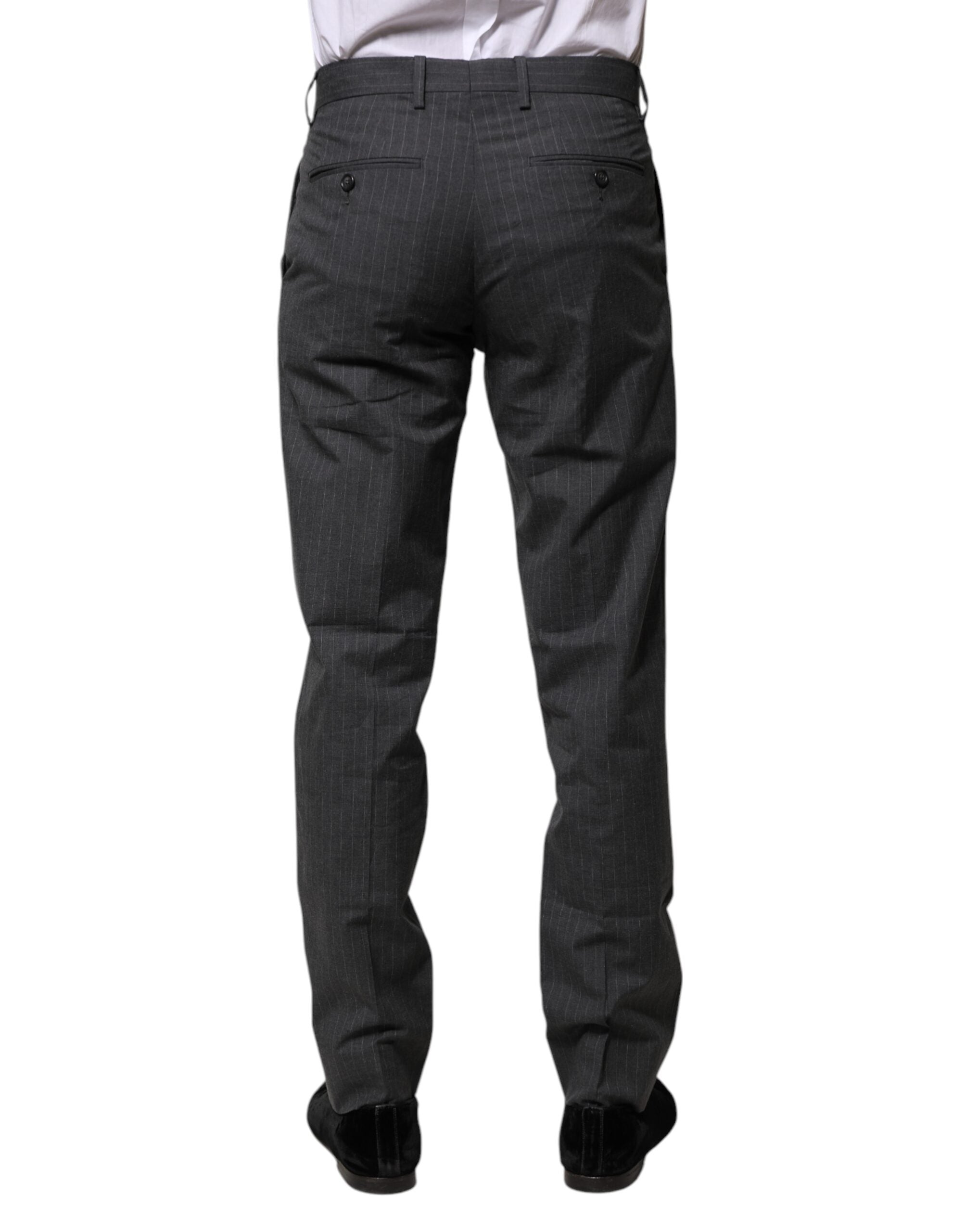 Dolce &amp; Gabbana Grau gestreifte formelle Baumwollhose