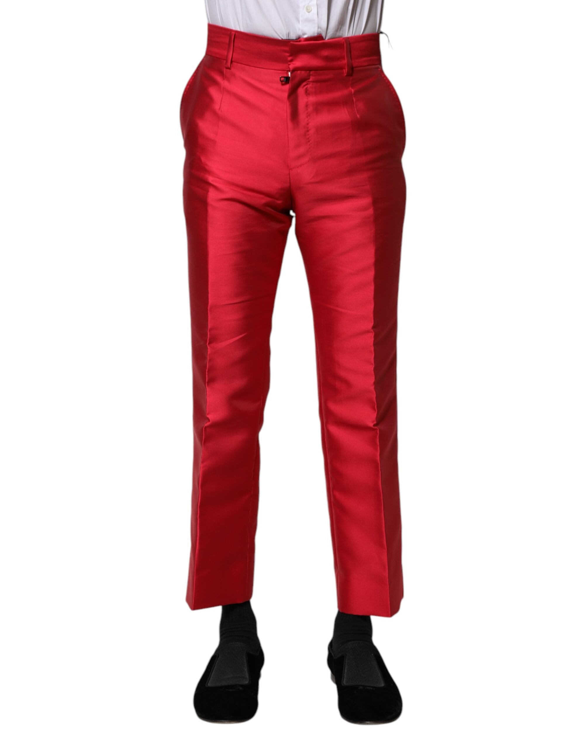 Dolce &amp; Gabbana Rote, verkürzte Anzughose aus Polyester