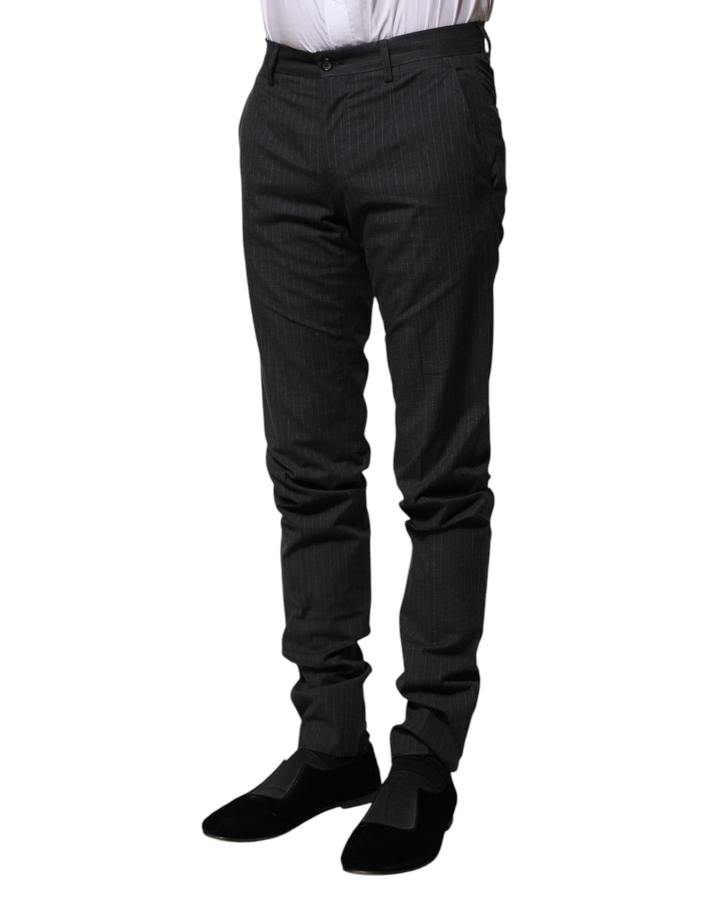 Dolce &amp; Gabbana Grau gestreifte formelle Baumwollhose