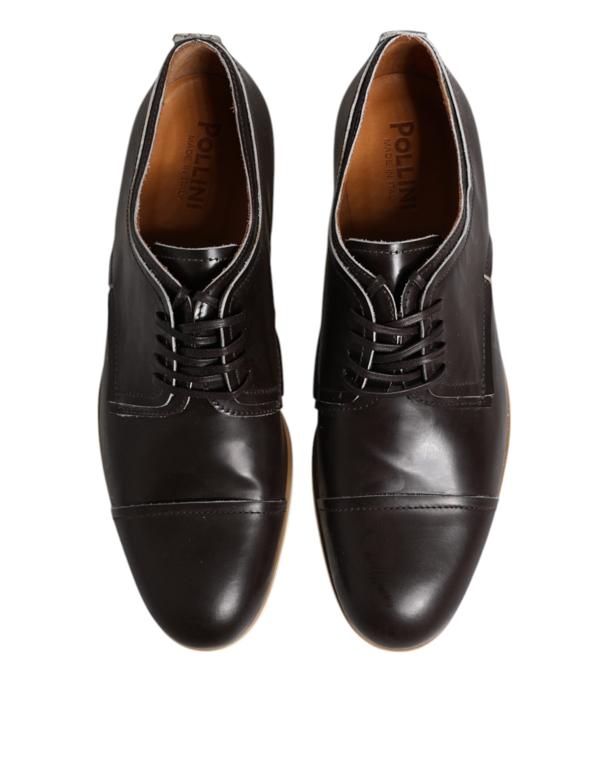 Pollini – Dunkelbraune Derby-Schnürschuhe aus Leder für formelle Anlässe