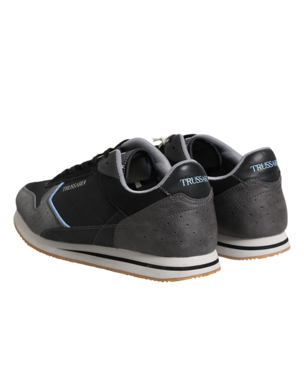 Trussardi – Schwarze, graue Schnürschuhe mit niedrigem Oberteil und Freizeitschuhen