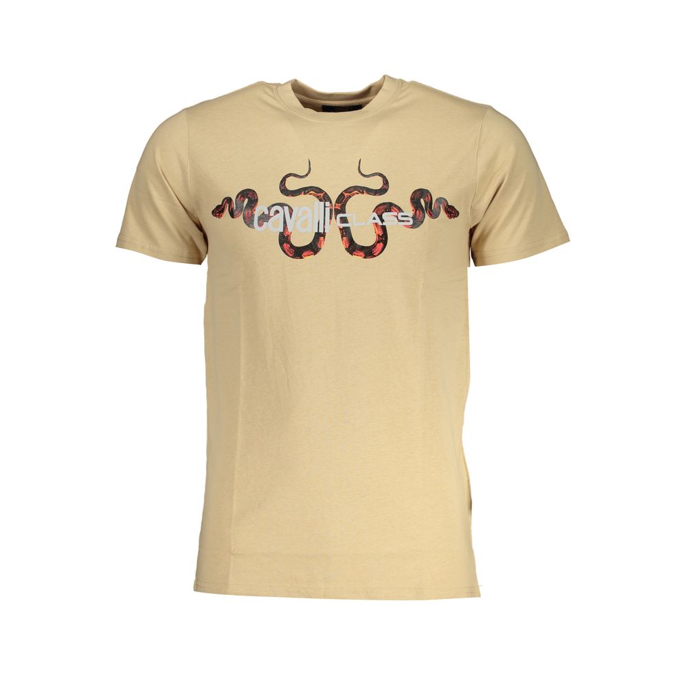 Beiges Baumwoll-T-Shirt der Cavalli Class