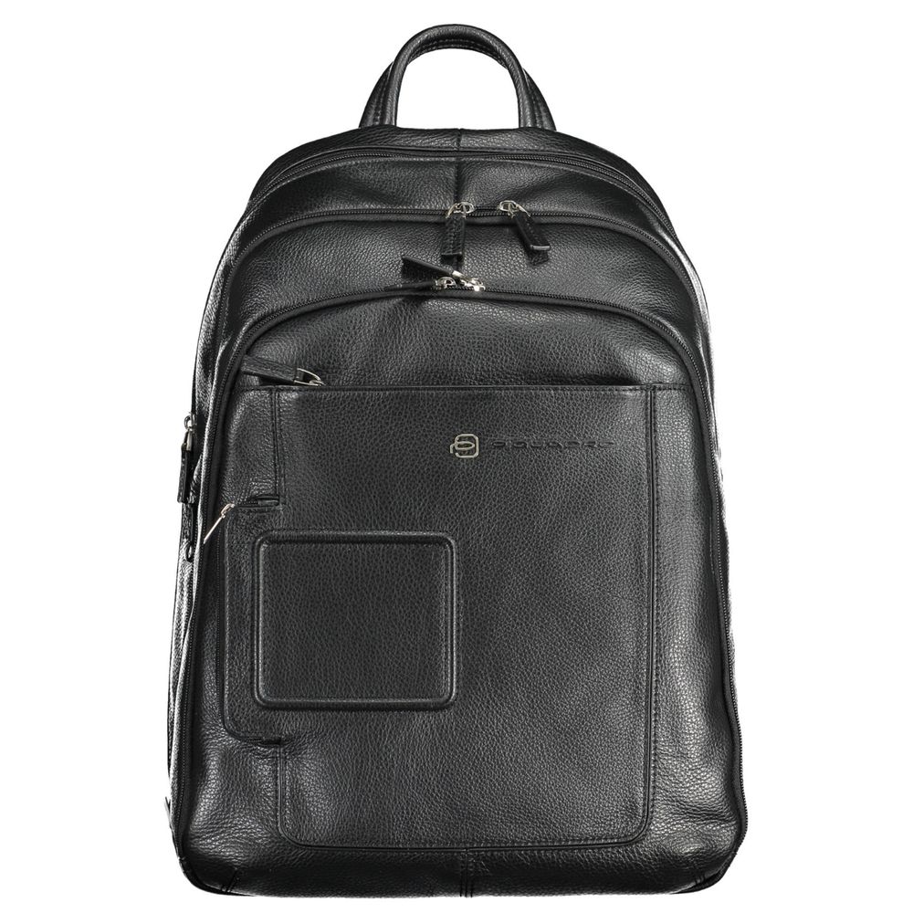 Piquadro Schwarzer Leder Herren Rucksack