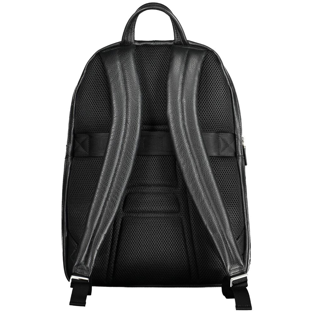 Piquadro Schwarzer Leder Herren Rucksack