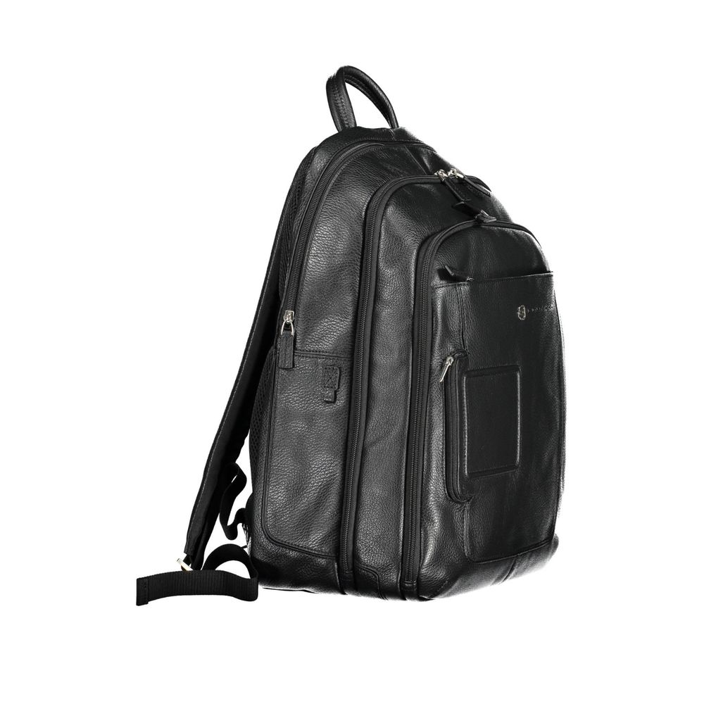 Piquadro Schwarzer Leder Herren Rucksack