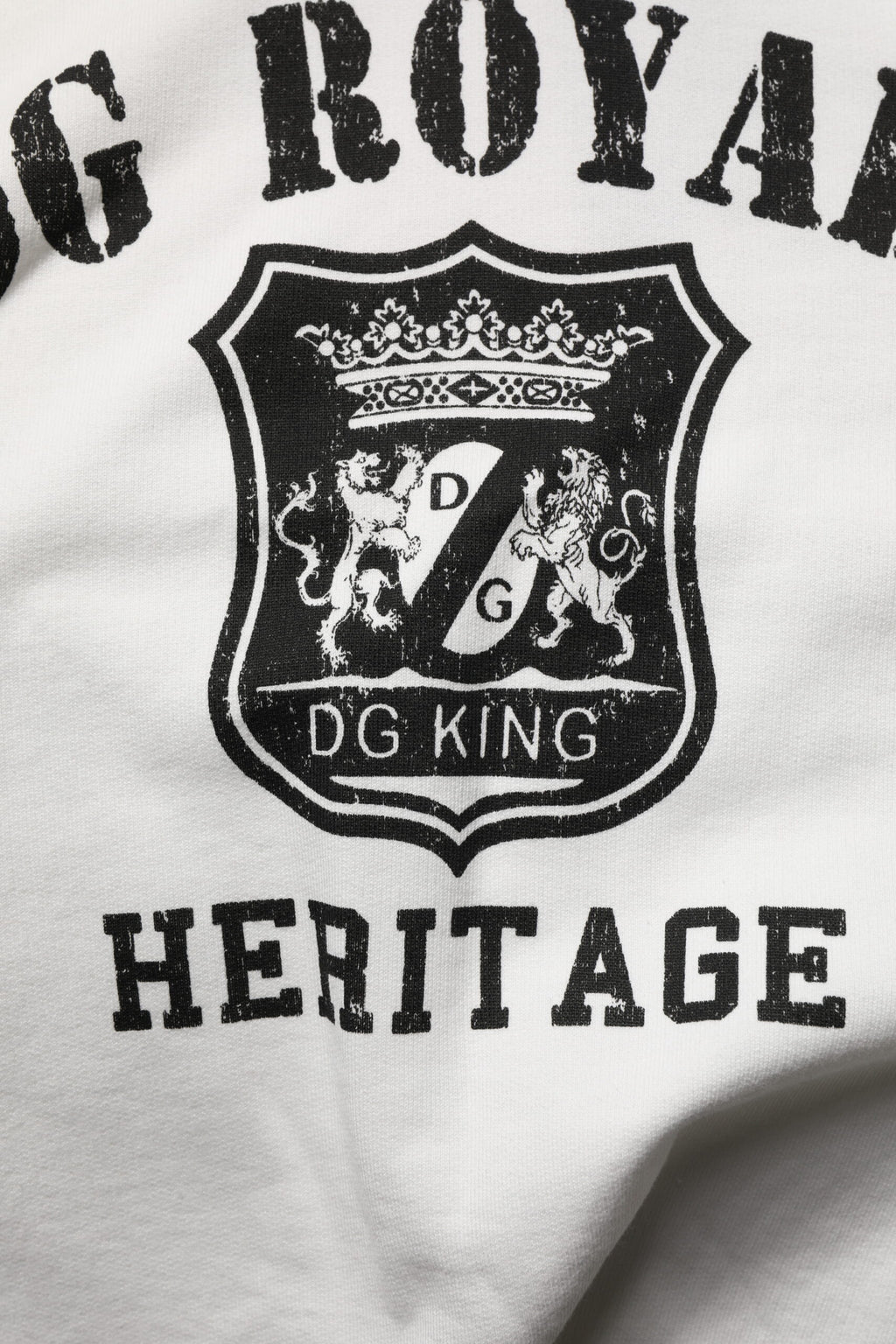 Dolce &amp; Gabbana – Kapuzenpullover aus weißer Baumwolle mit DG ROYAL-Print