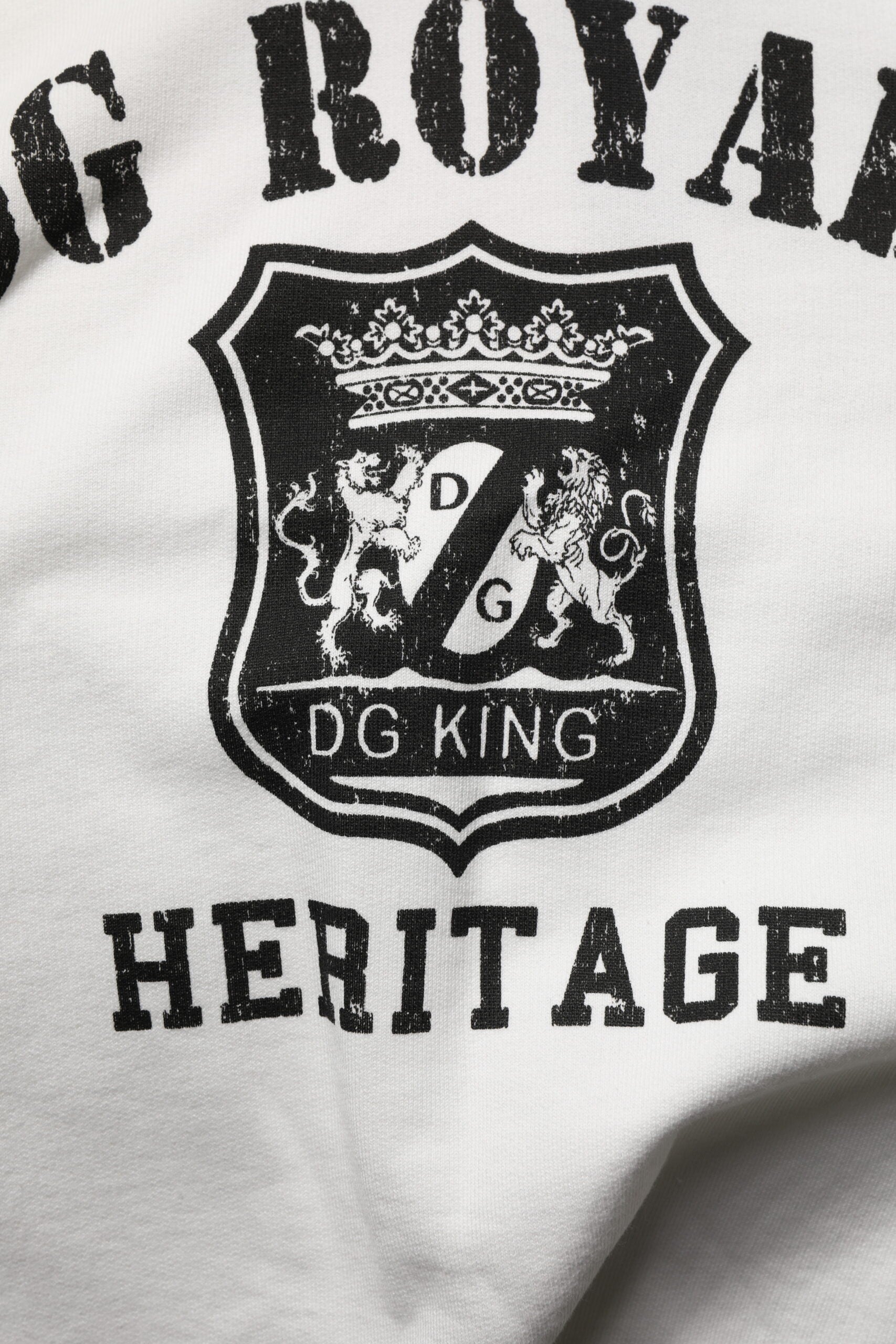 Dolce &amp; Gabbana – Kapuzenpullover aus weißer Baumwolle mit DG ROYAL-Print