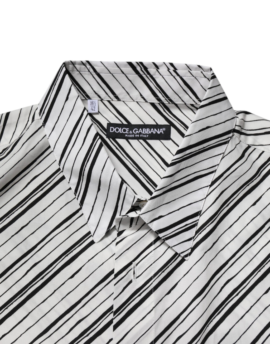 Dolce &amp; Gabbana – Weißes, gestreiftes Langarmhemd für Herren