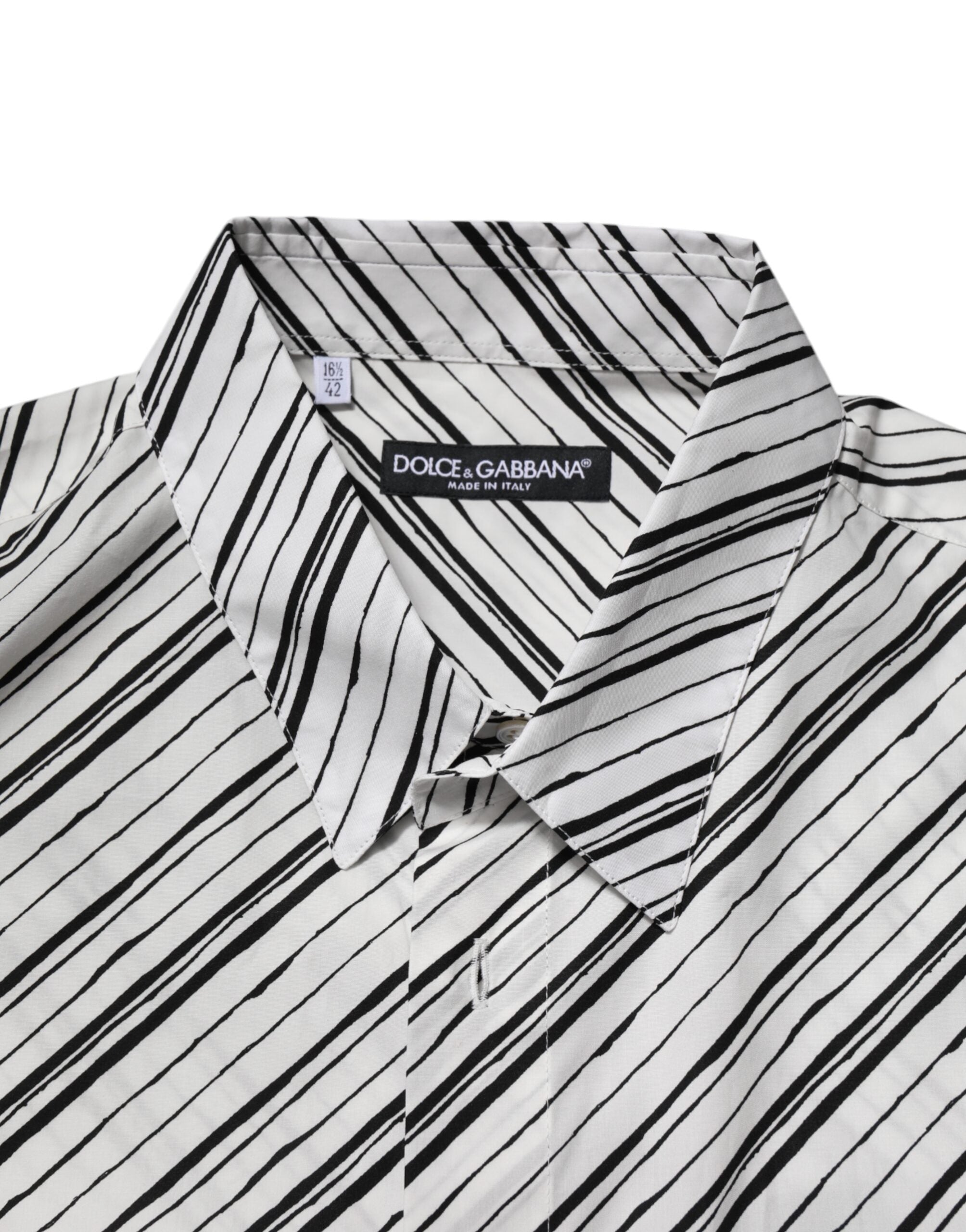 Dolce &amp; Gabbana – Weißes, gestreiftes Langarmhemd für Herren