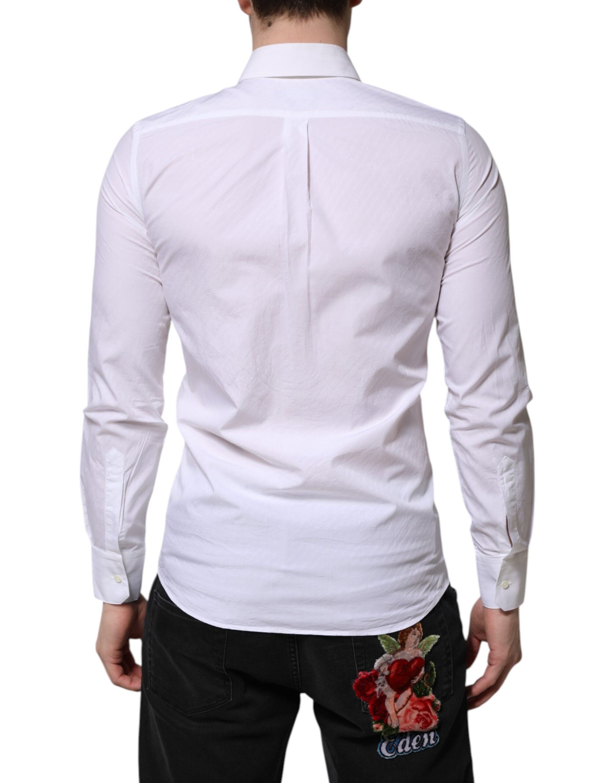 Dolce &amp; Gabbana Weißes Langarmhemd MARTINI aus Baumwolle