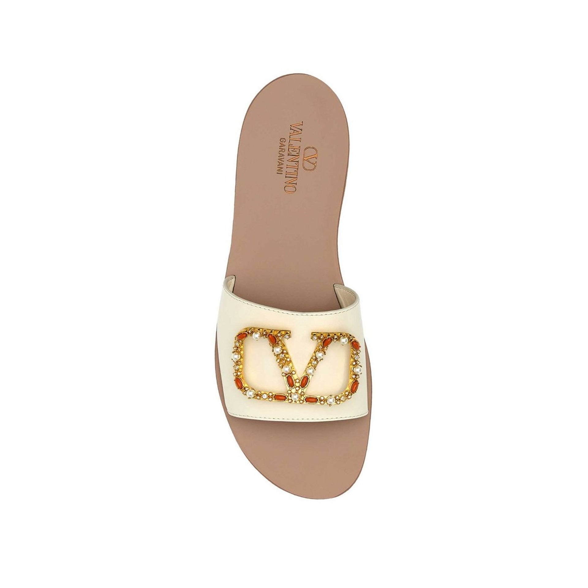 Valentino Garavani Vlogo Leather Flat Sandals