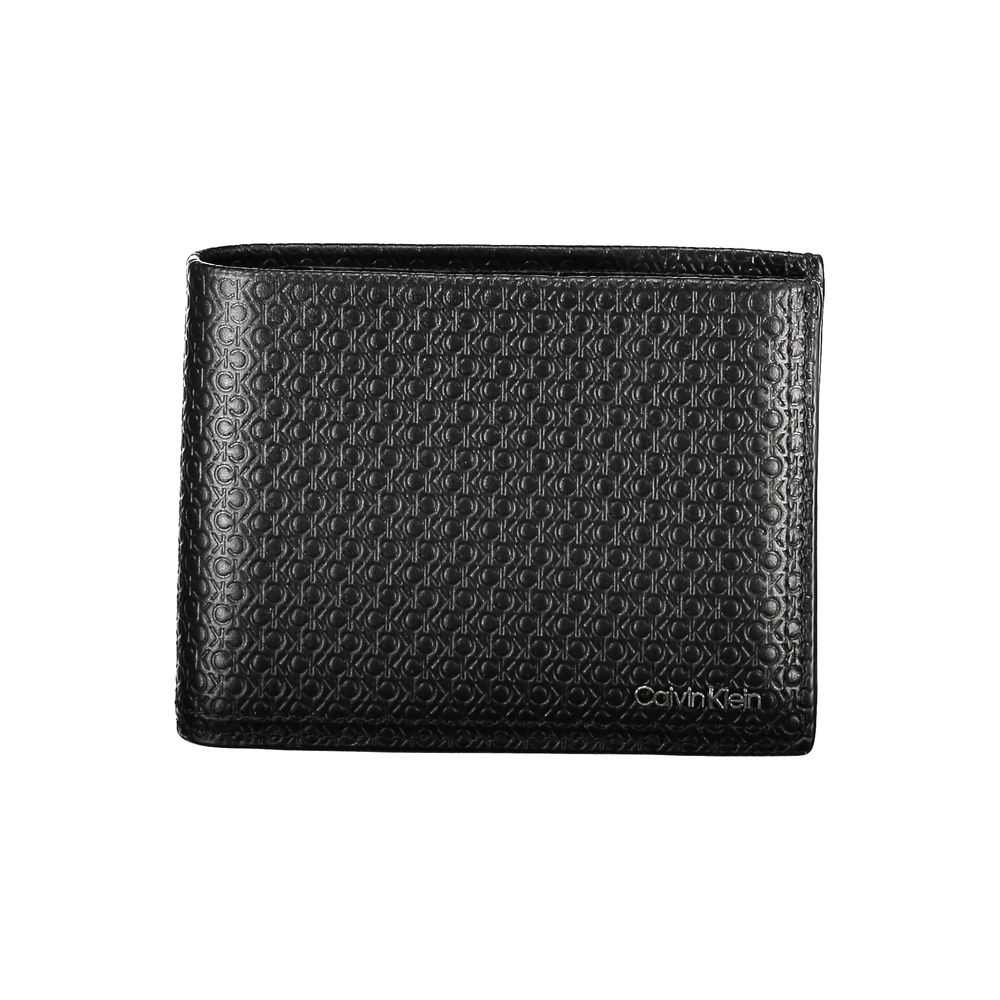 Calvin Klein – Elegante, zweifach gefaltete Brieftasche aus schwarzem Leder mit RFID-Block
