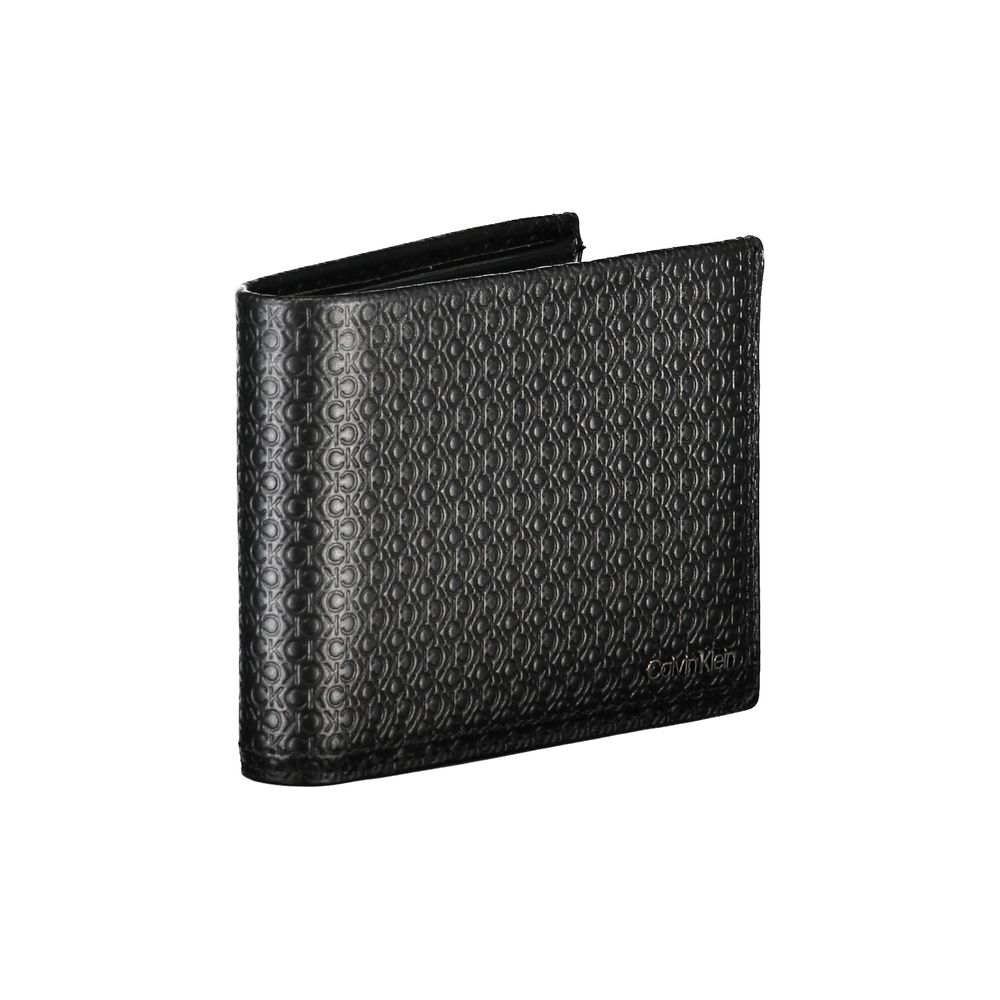 Calvin Klein – Elegante, zweifach gefaltete Brieftasche aus schwarzem Leder mit RFID-Block